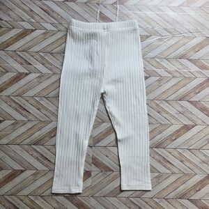 Baby Girl Bootcut Ribbed Knit White Legging Cotton Blend Slim Fit Pant Bottom